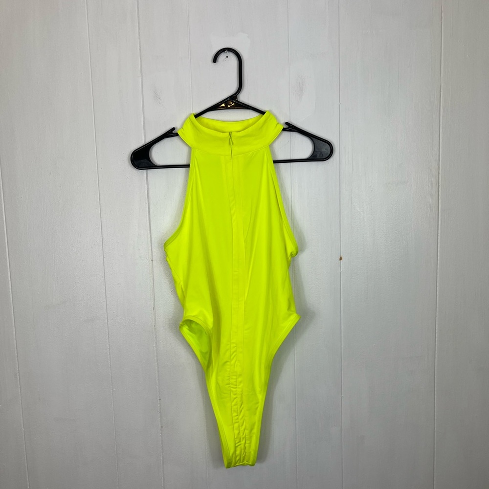 Icon Swim Neon Full Front Zip One Piece Swimsuit Sz L
